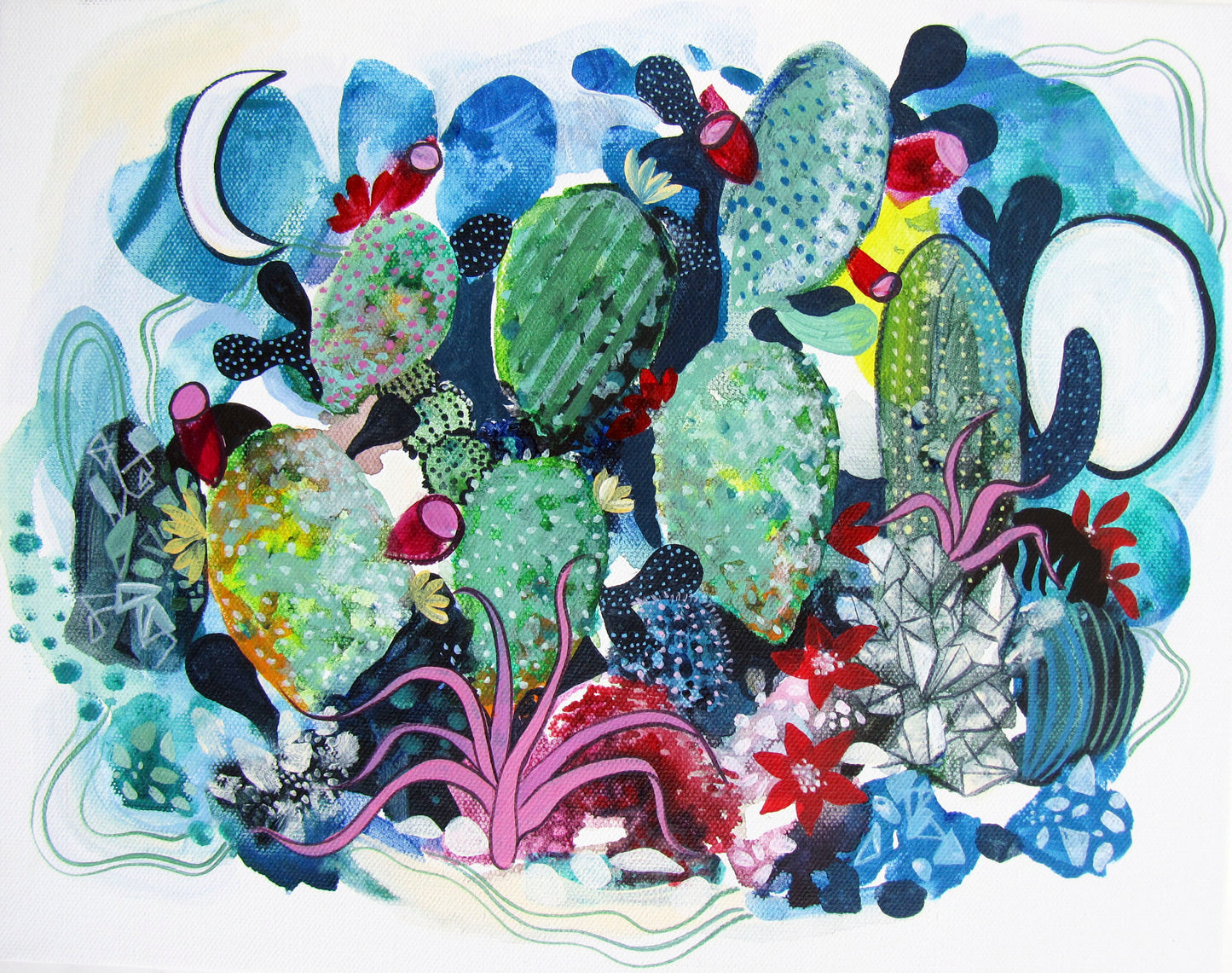 Nopales with two Moons MATTED PRINT