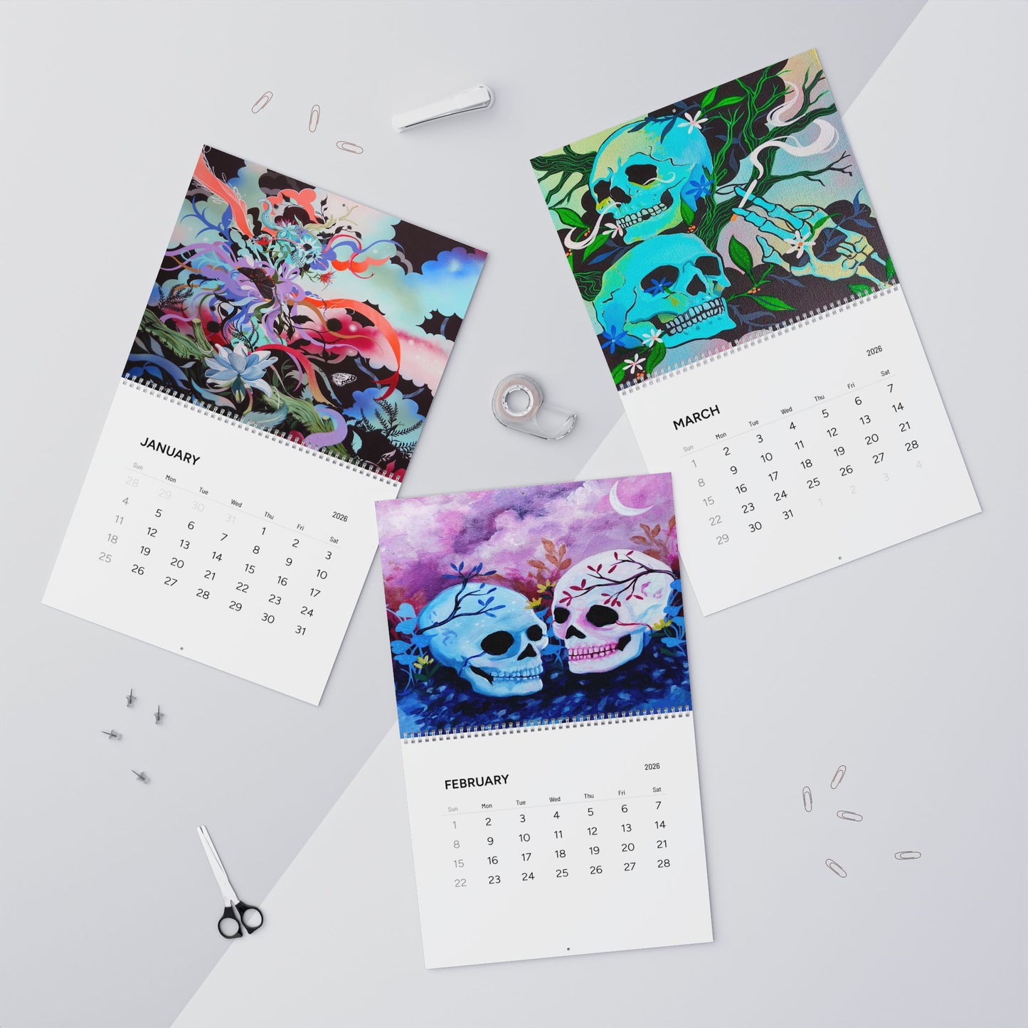2026 Wall Calendar: ARTISTRY OF THE SKULL