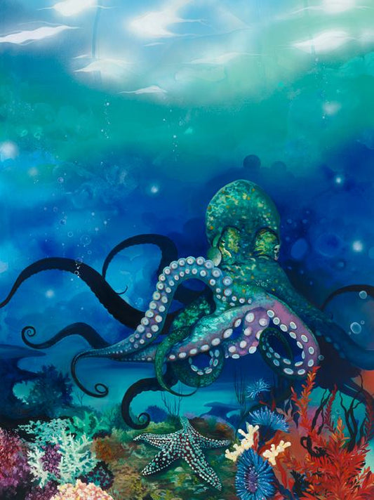 MATTED Octopus Sea Life Ocean Art Print